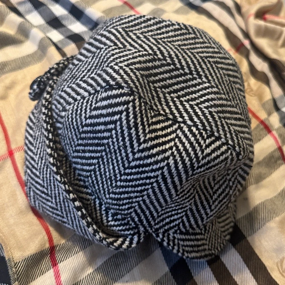 San Diego Hat Company Black and White Herringbone Trapper Hat Cap